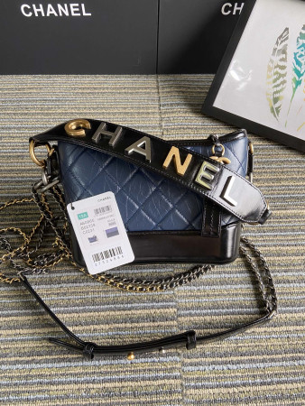 Ch*el Gabrielle SMALL BLUE with shoulder strap letters 20 x 15 x 8cm