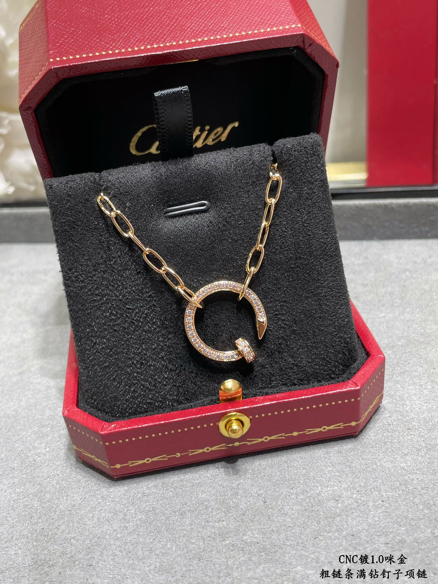 Ca*t*er Thick chain full of diamond nail Necklace