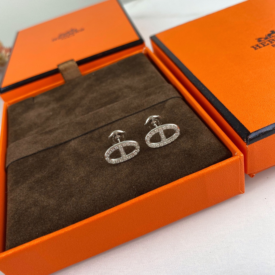 Hermès Fully Diamond-Encrusted H Stud Earrings