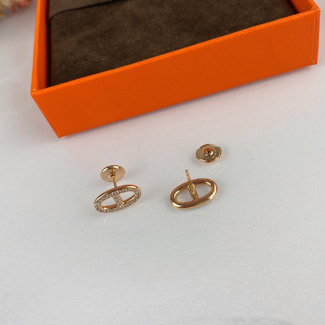 Hermès Fully Diamond-Encrusted H Stud Earrings