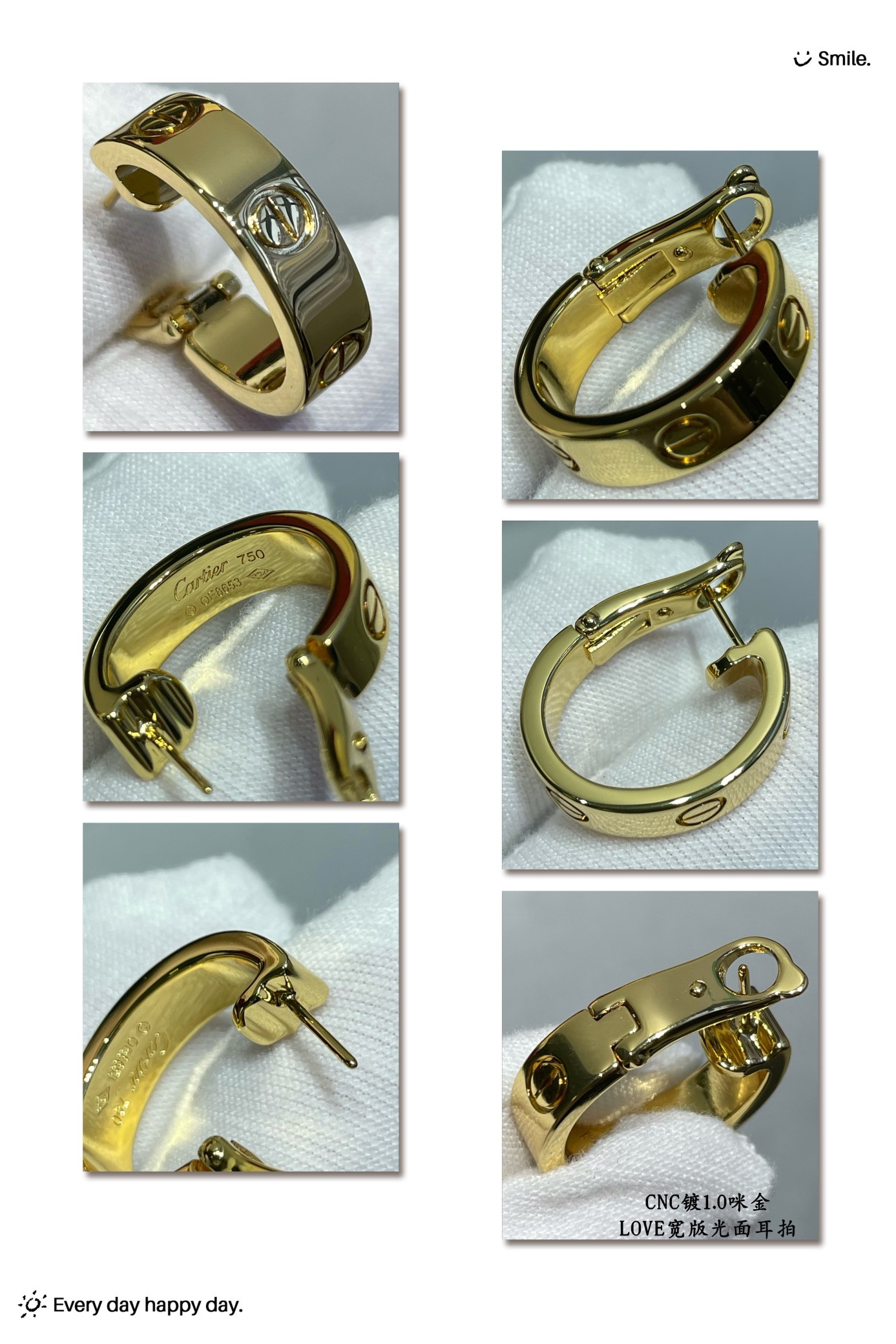 Ca*t*er Wide version smooth LOVE Earrings