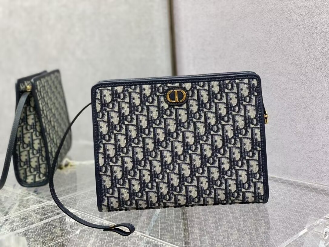 D*0r 30 Montaigne Dea Pouch Blue D*0r Oblique Jacquard 26x19.5x7cm