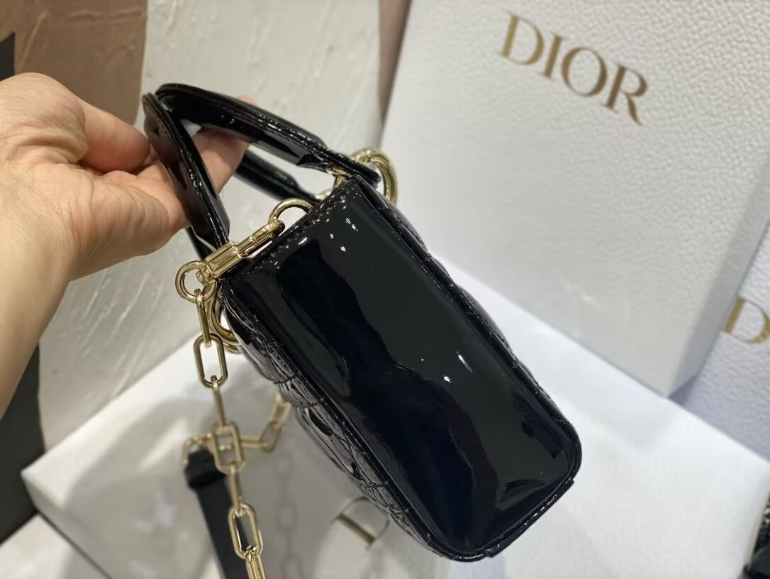 D*0r SMALL LADY D-JOY BAG BLACK  22x6x12cm