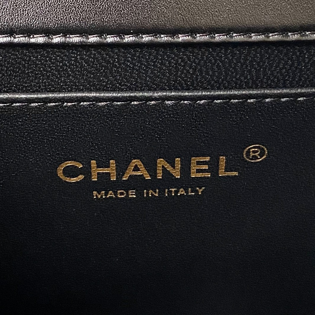 Ch*el FLAP BAG BLACK 22×14.5×8cm