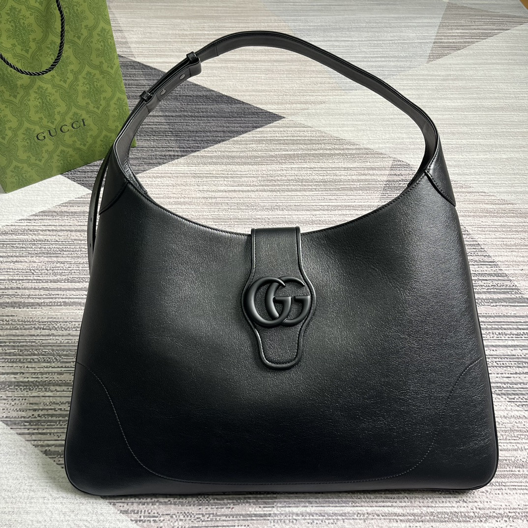 G*u*i APHRODITE LARGE SHOULDER BAG BLACK 18"W x 11.8"H x 0.8"D