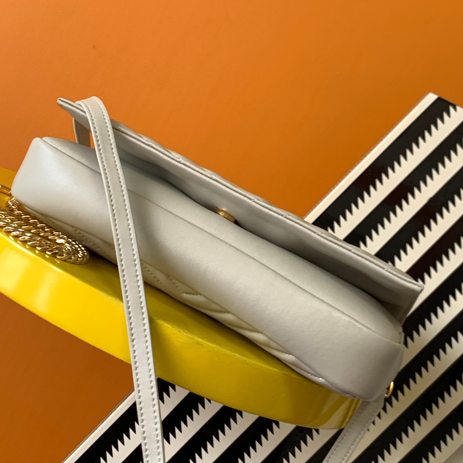 Y*L KATE 99 IN QUILTED NAPPA LEATHER WHITE 10.2 X 5.3 X 1.7 INCHES