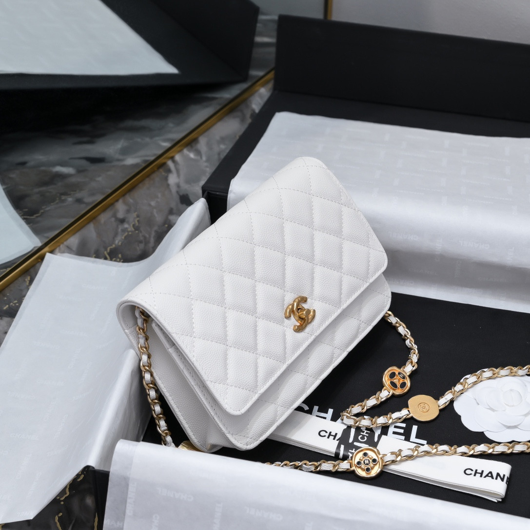 Ch*el WOC CLASSIC WALLET ON CHAIN 19cm