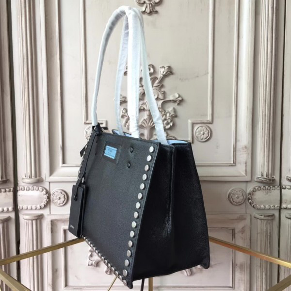 Pra*a etiquette bag black 4293  28cmx14cmx21cm