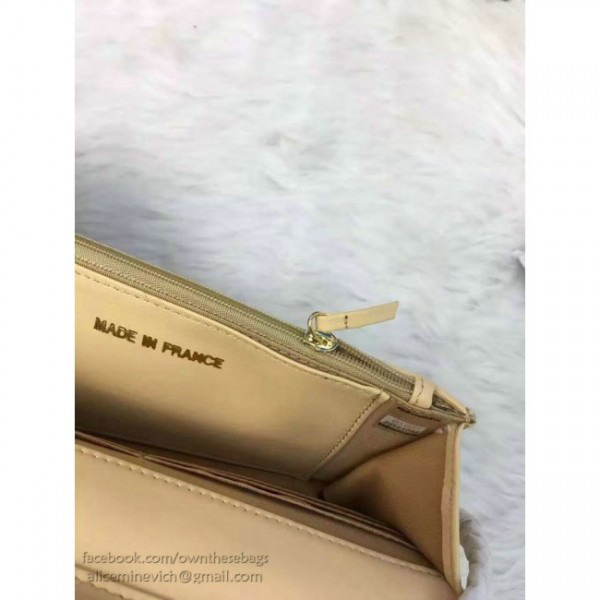 Ch**el lambskin mini chain wallet light beige a81023 vs03754