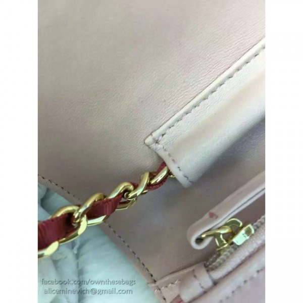 Ch**el lambskin mini chain wallet light pink a81023 vs06505