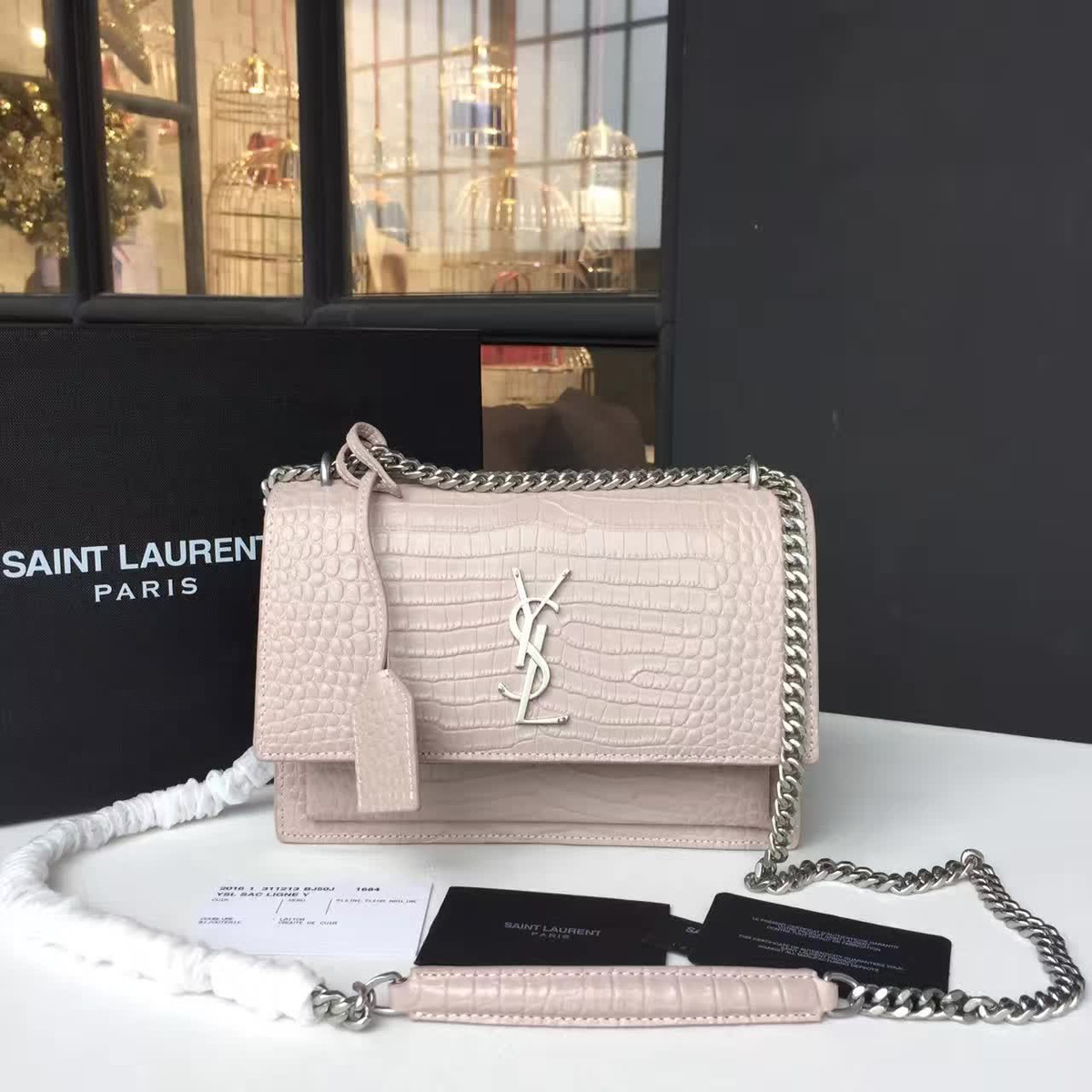 Y51 sunset monogram medium crocodile embossed shiny 4727 22cm x 5.5cm x 16cm