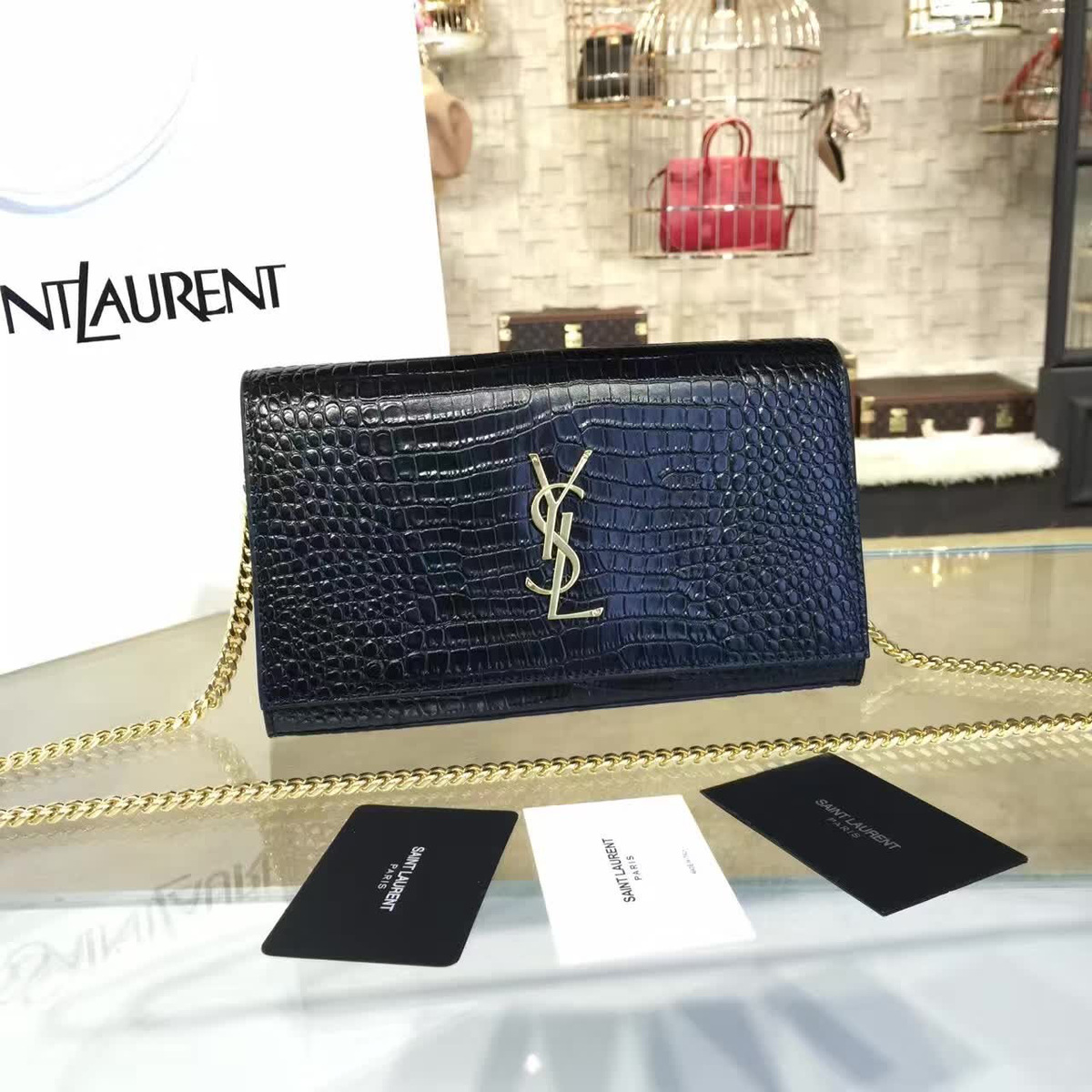 Y51 monogram kate crocodile embossed shiny leather cohotbag 4764
