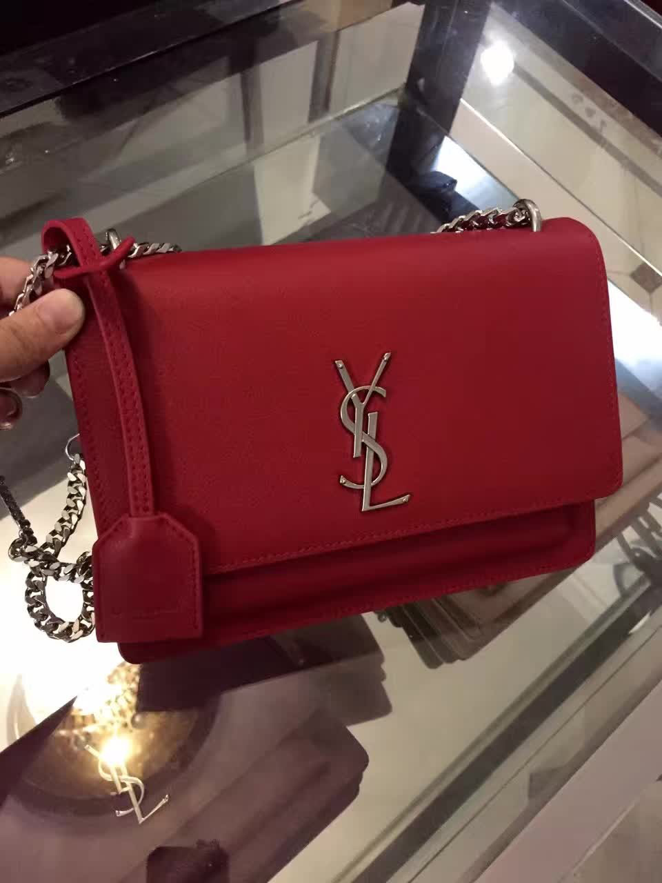 Y51 medium sunset bag grained leather 4872  22cm x 16cm x 8cm