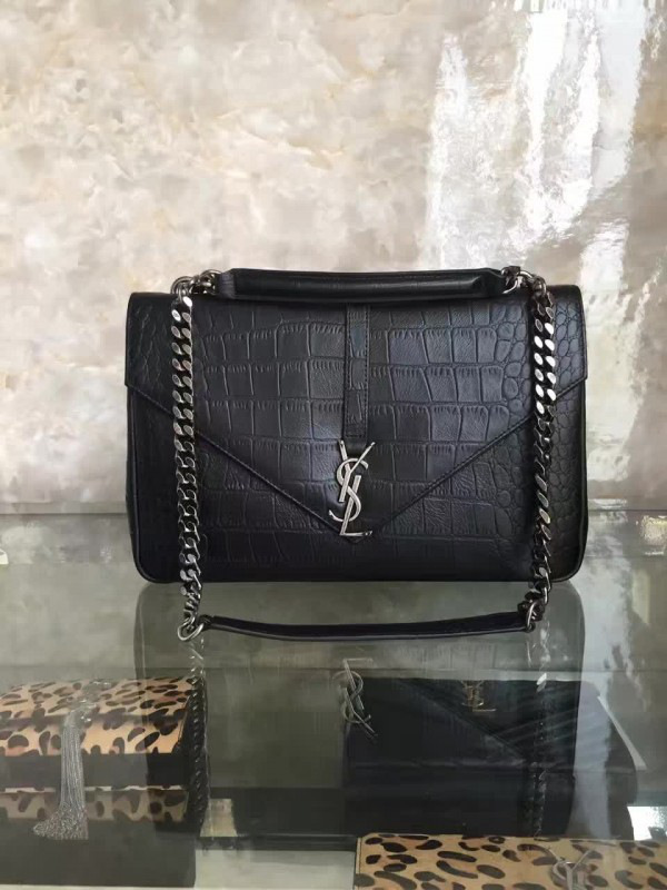 Y51 monogram college in embossed crocodile shiny leather  5106 32cm x 20cm x 8.5cm