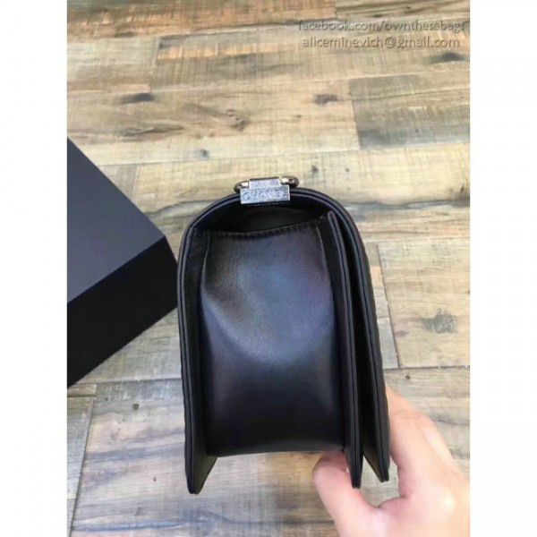 Ch**el braided calfskin boy bag black