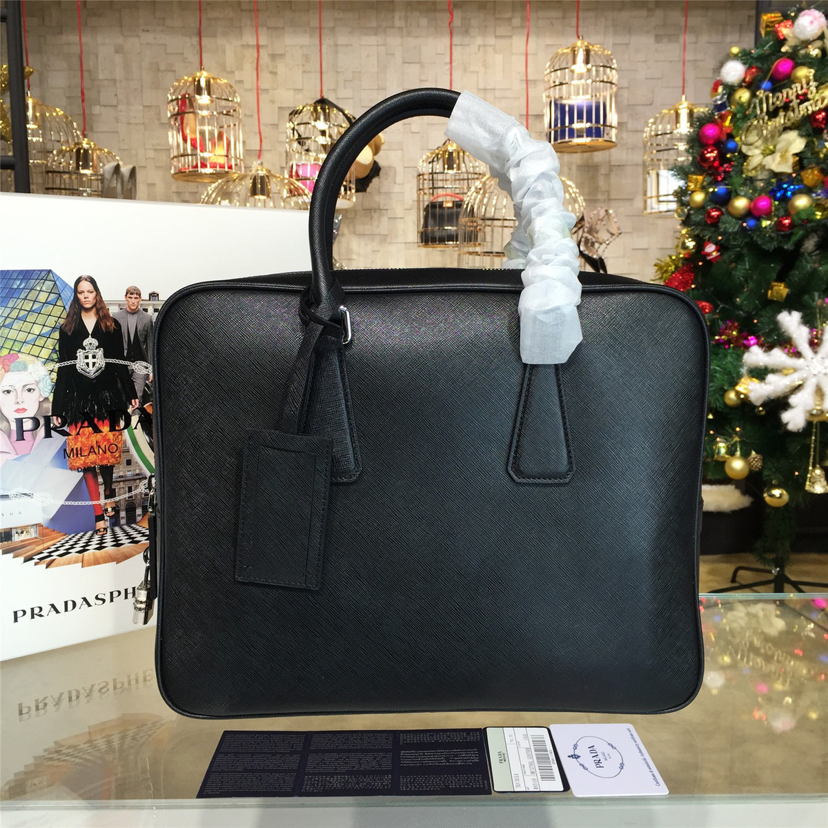 Pra*a leather briefcase 4214 37cm x 9.5cm x 28.5cm