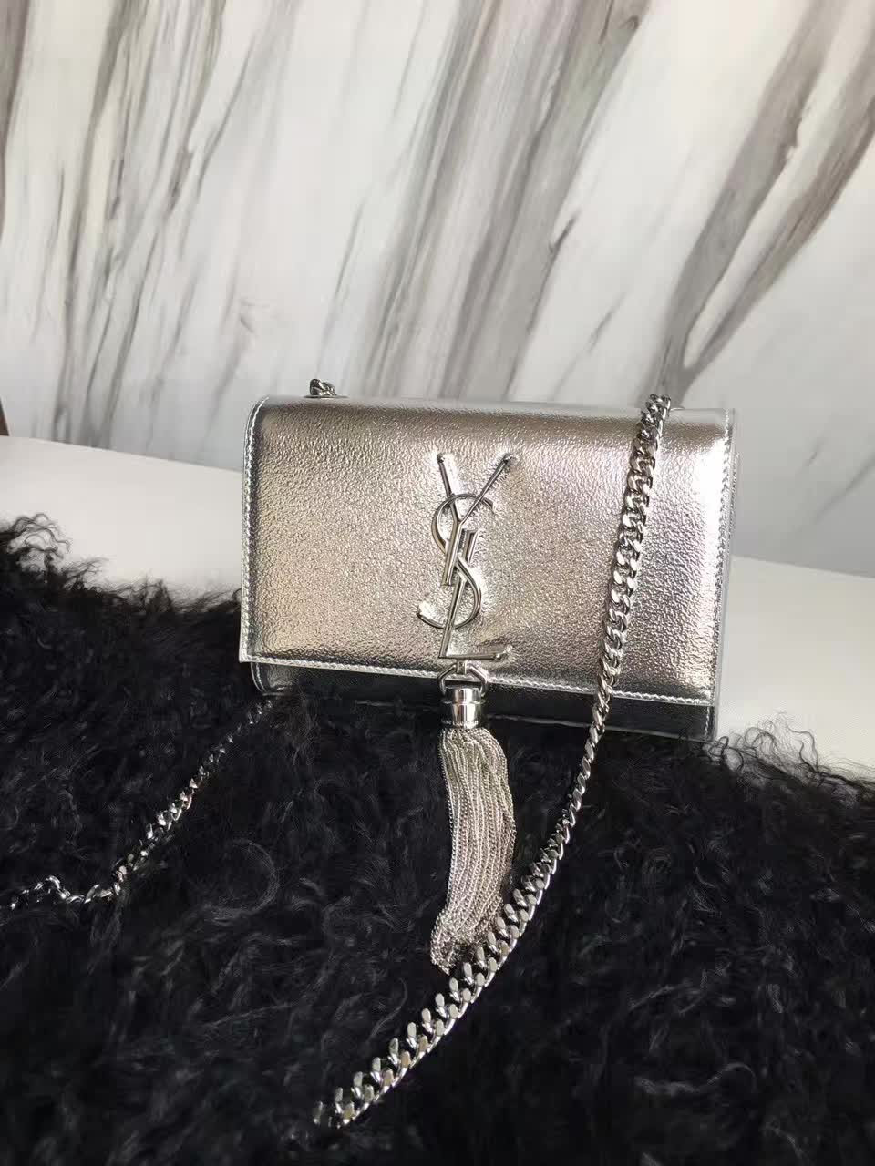 Y51 kate chain wallet with tassel in crinkled metallic leather cohotbag 4991