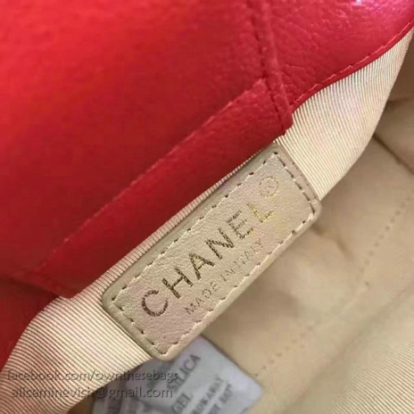 Ch**el small label click leather shopping bag red