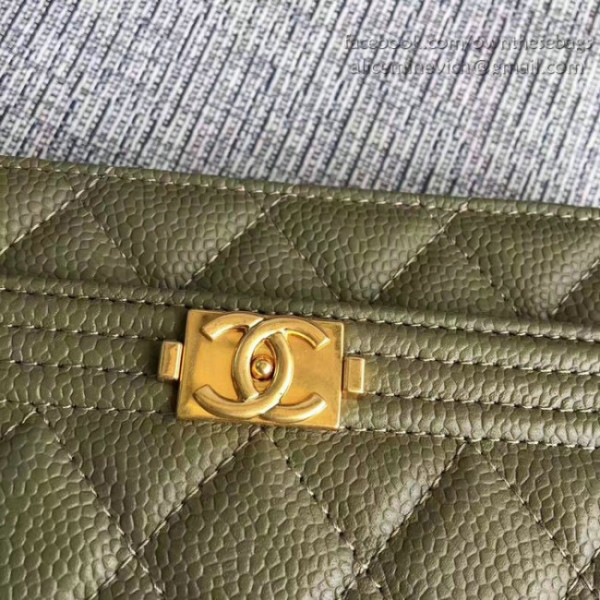Ch**el caviar woc chain boy bag wallet green a80287 vs07114