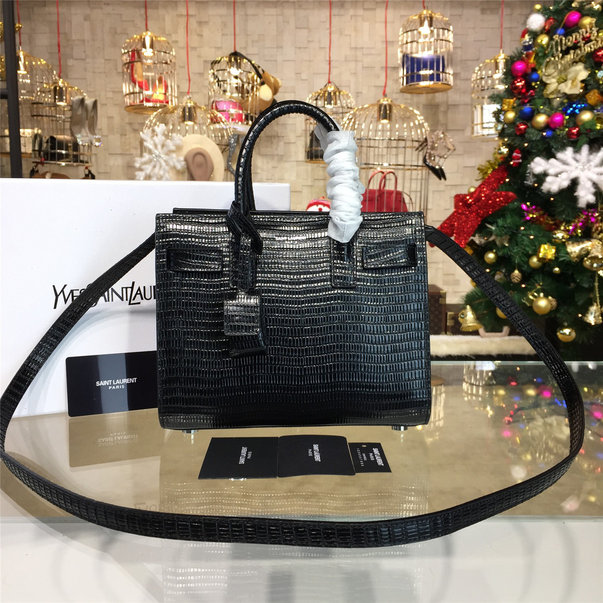 Y51 sac de jour nano crocodile embossed shiny leather 4922 22cm x 10cm x 18cm