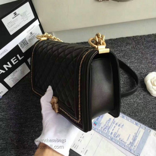 Ch**el lambskin medium boy bag a67086 black