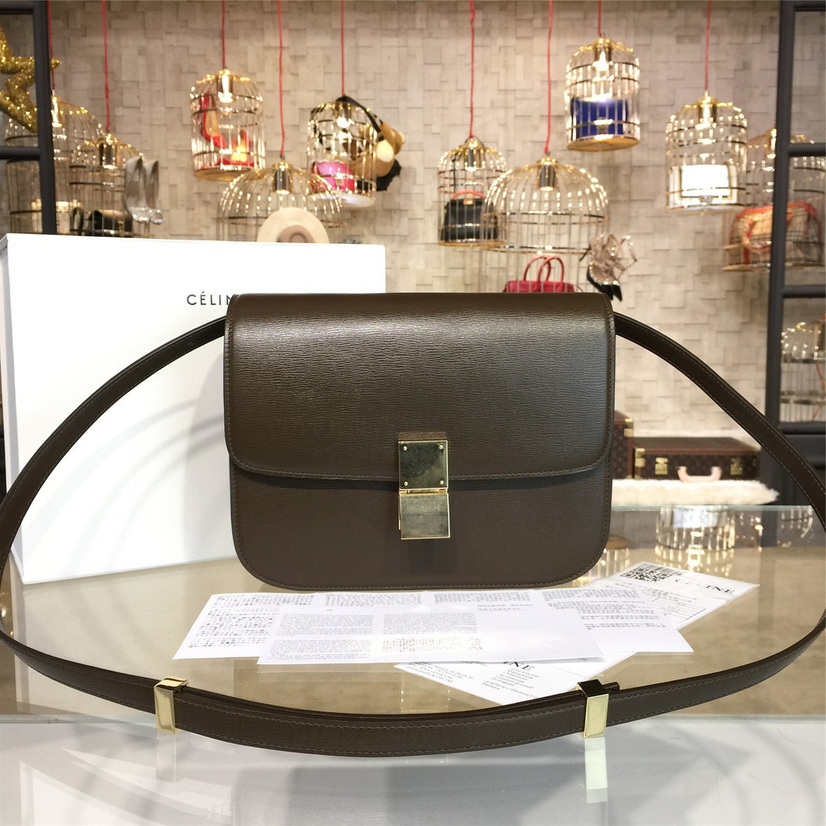 Ce1i*e leather classic box z1149 23.5cm x 6.5cm x 19cm