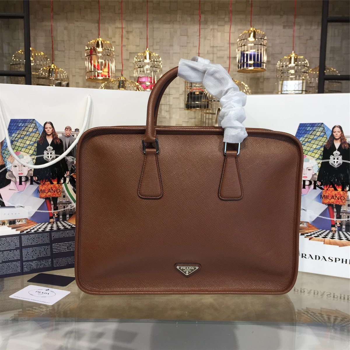 Pra*a leather briefcase 4207 37.5cm x 9cm x 28cm