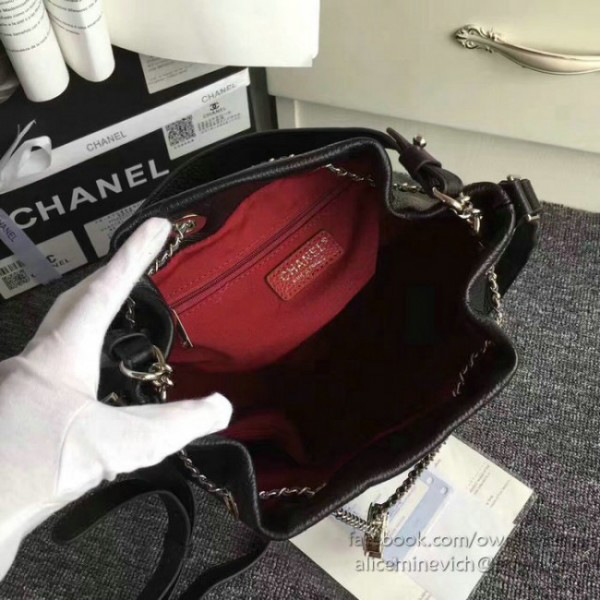 Ch**el calfskin bucket bag balck