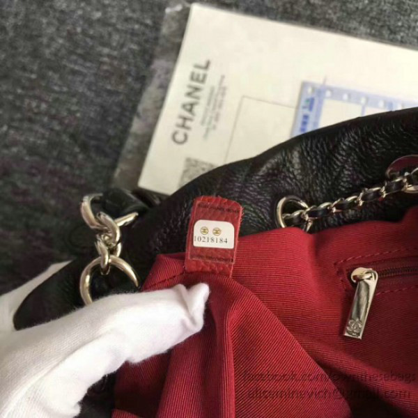 Ch**el calfskin bucket bag balck