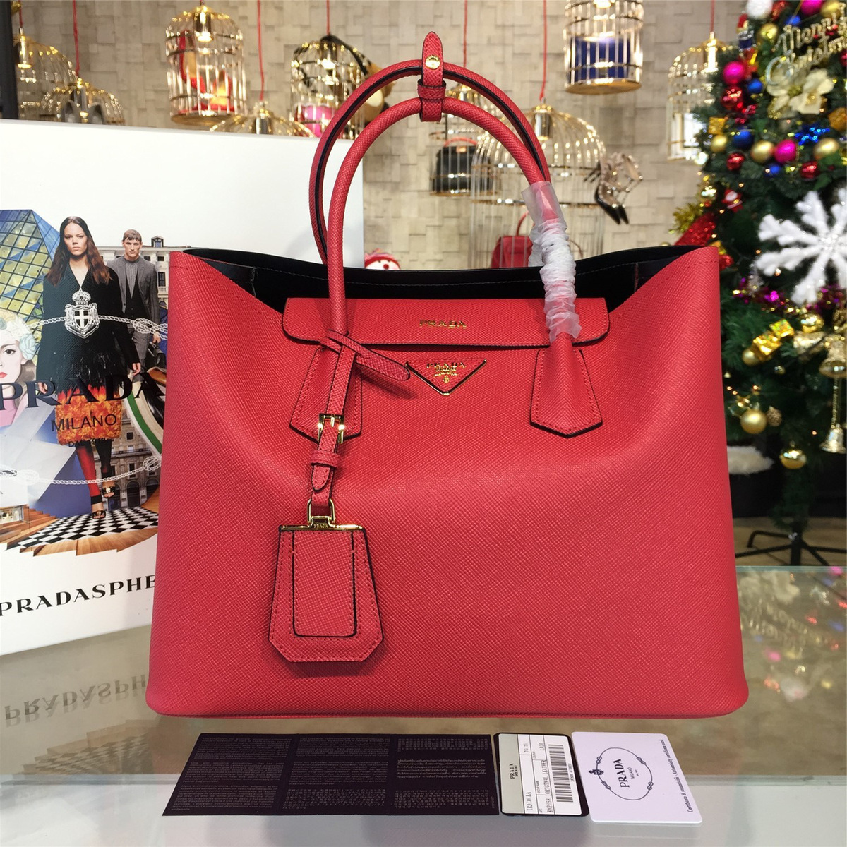 Pra*a double bag large 4082 35cm x 17.5cm x 25.5cm