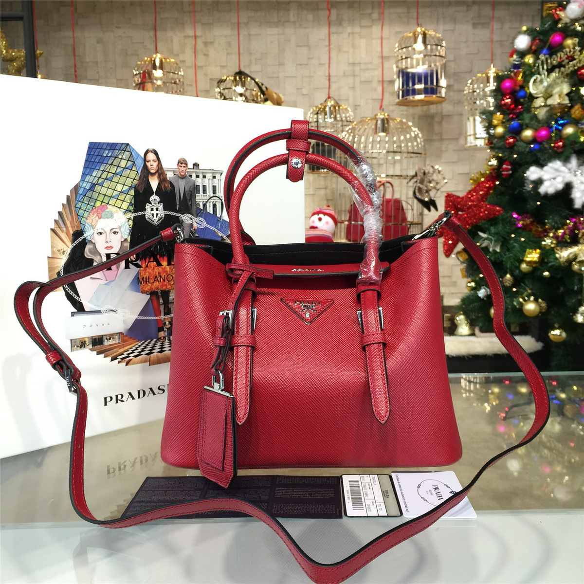 Pra*a double bag 4106  26.5cm x 11cm x 19.5cm