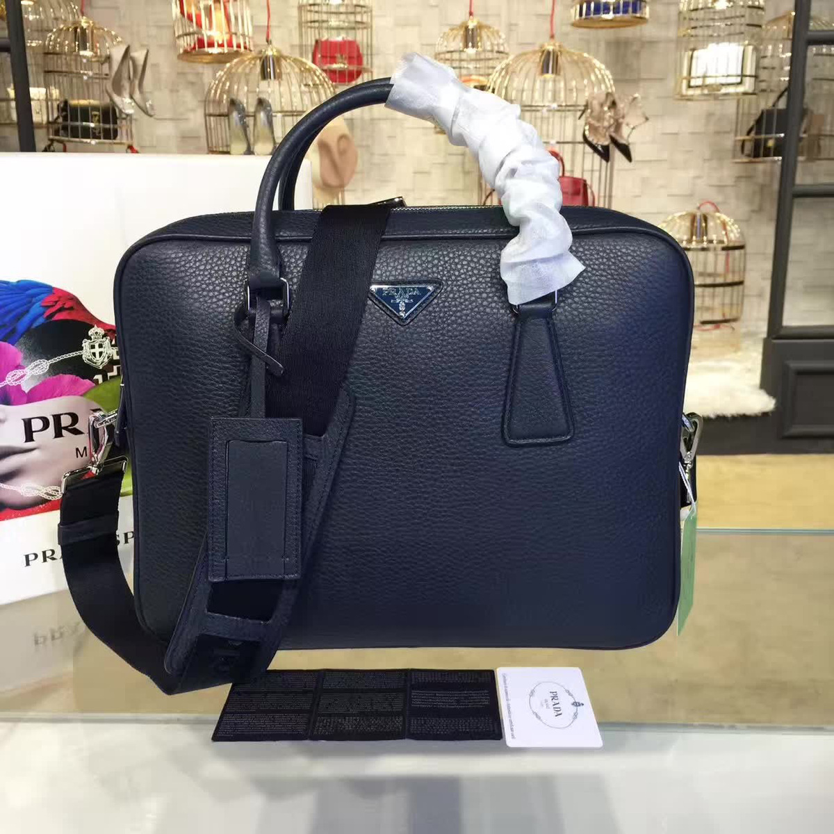 Pra*a leather briefcase 4200 36cm x 8cm x 28cm