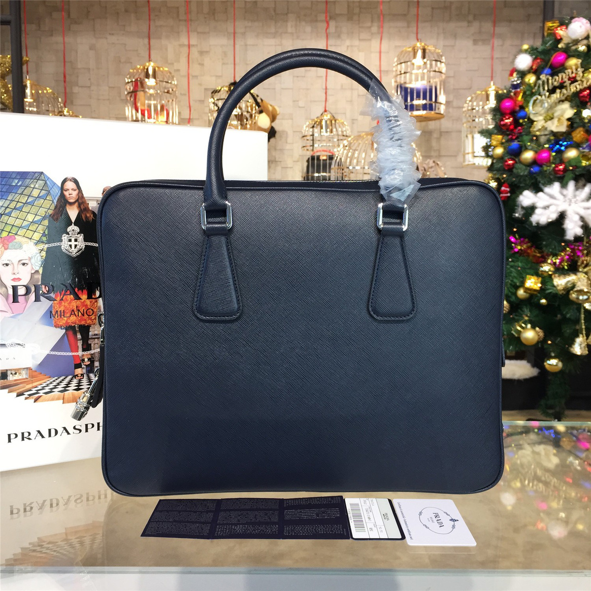 Pra*a leather briefcase 4213 37cm x 5.5cm x 29cm