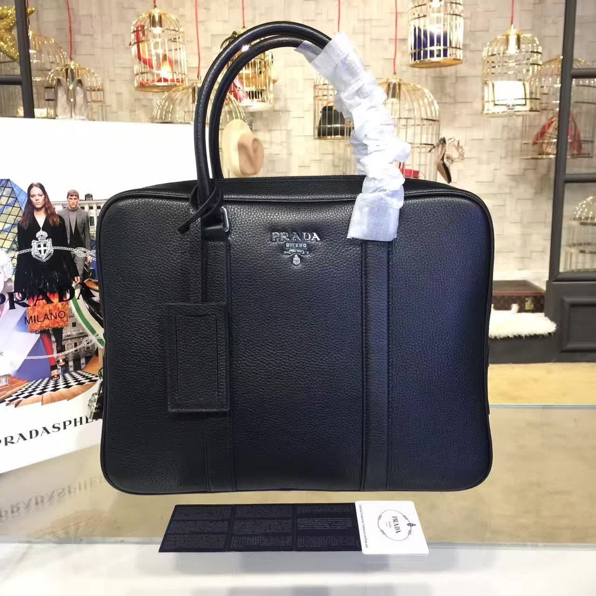 Pra*a leather briefcase 4197  36cm x 28 cm x 7cm