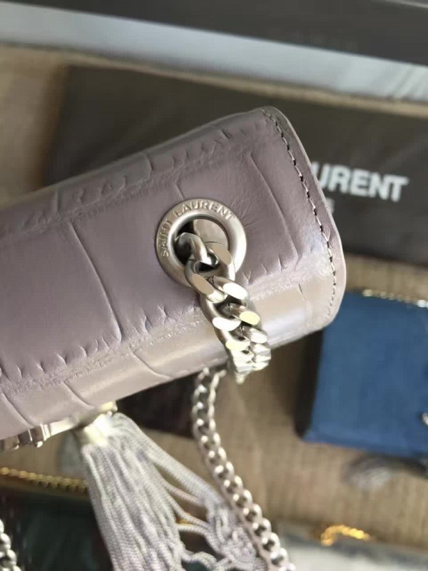 Y51 monogram kate silver tassel in embossed crocodile shiny leather 5039 17cm x 11cm x 14cm