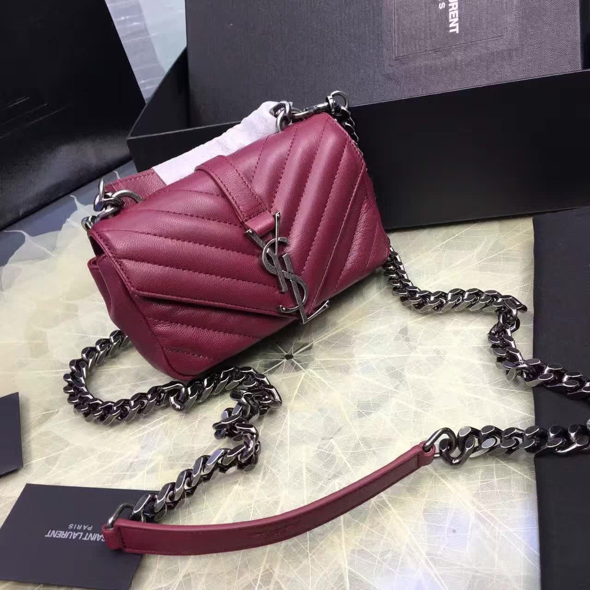 Y51 quilted monogram college wine red 5064 18cm x 11cm x 5cm