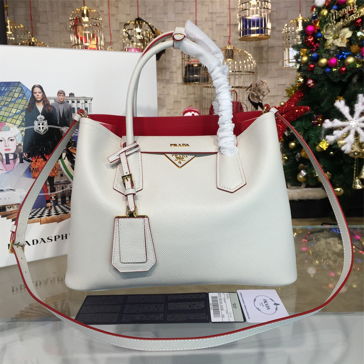 Pra*a double bag 4115  33cm x 13.5cm x 24cm