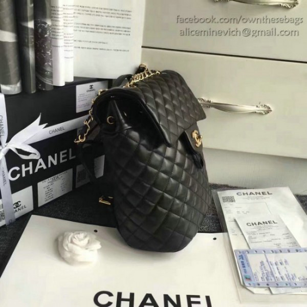 Ch**el caviar quilted lambskin backpack black gold hardware