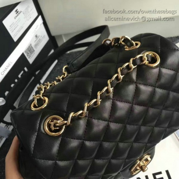 Ch**el caviar quilted lambskin backpack black gold hardware