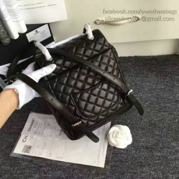 Ch**el caviar quilted lambskin backpack black silver hardware