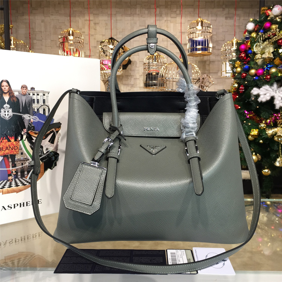 Pra*a double bag 4166 34.5cm x 16.5cm x 26.5cm
