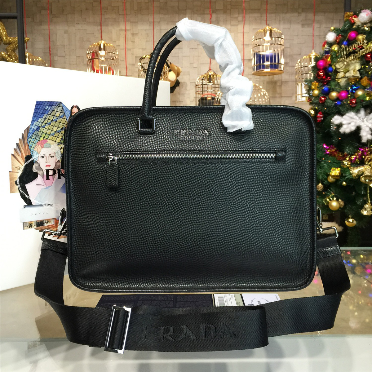 Pra*a leather briefcase 4209 38.5cm x 9cm x 28.5cm