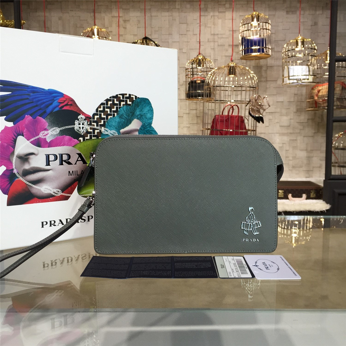 Pra*a clutch bag 4228  26cm x 5.5cm x 17cm