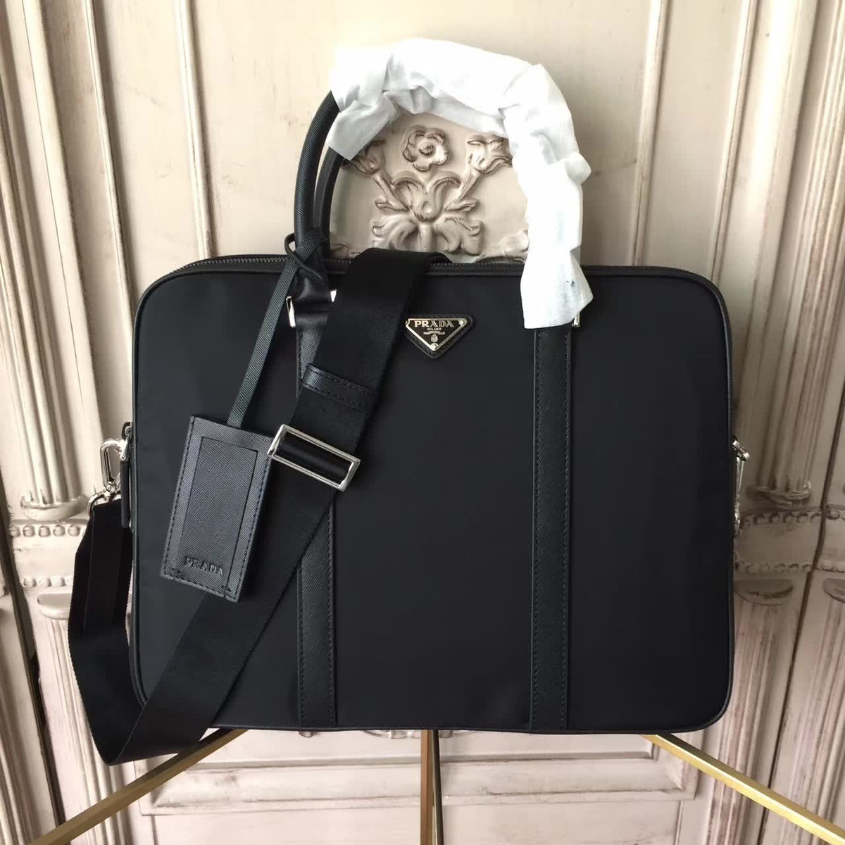 Pra*a leather briefcase 4295 36cmx6.5cmx28cm