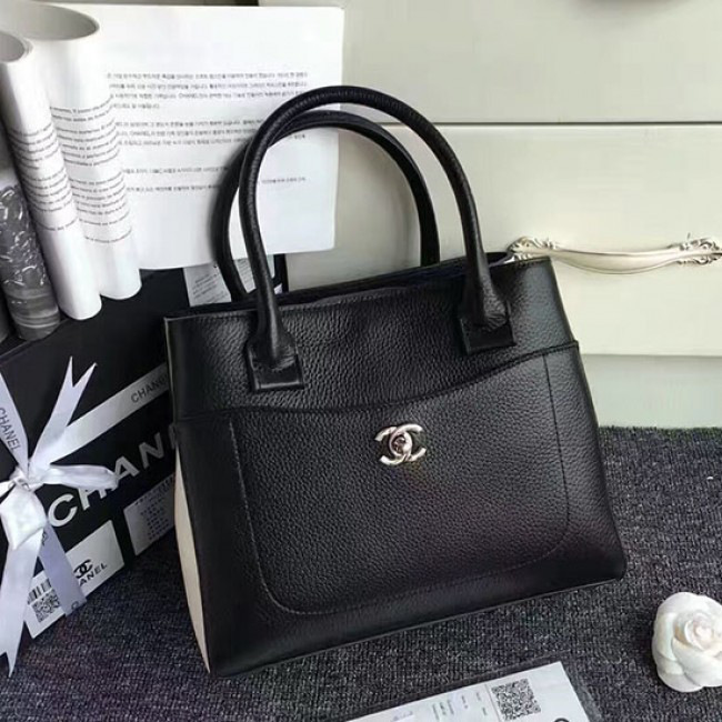 Ch**el calfskin large shopping bag black