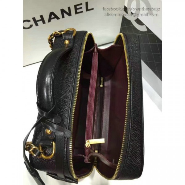 Ch**el caviar quilted small cc filigree vanity case black a93343