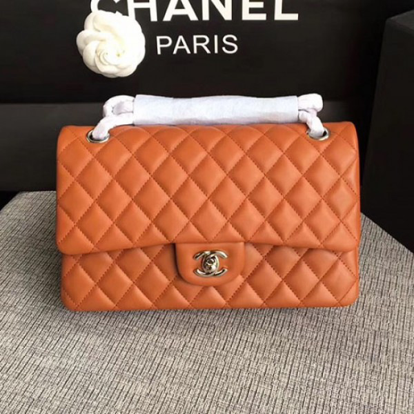 Ch**el lambskin classic handbag orange a01112 vs04951
