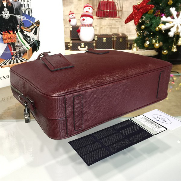 Pra*a leather briefcase 4219  37cm x 9.5m x 28.5cm