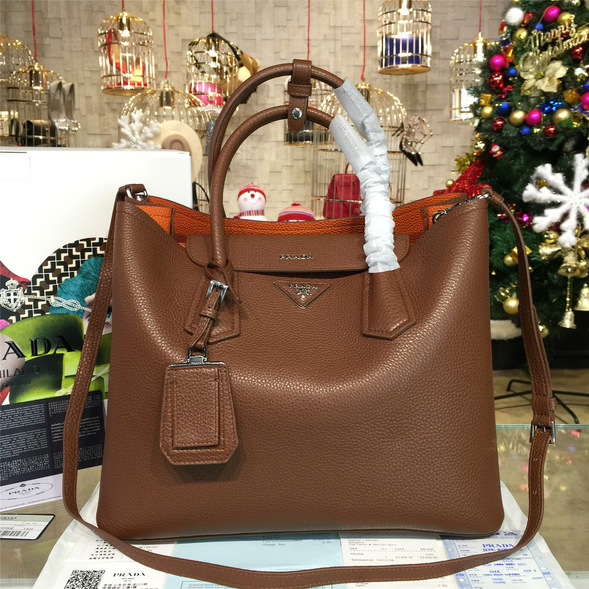 Pra*a double bag 4178 34.5cm x 17cm x 27.5cm