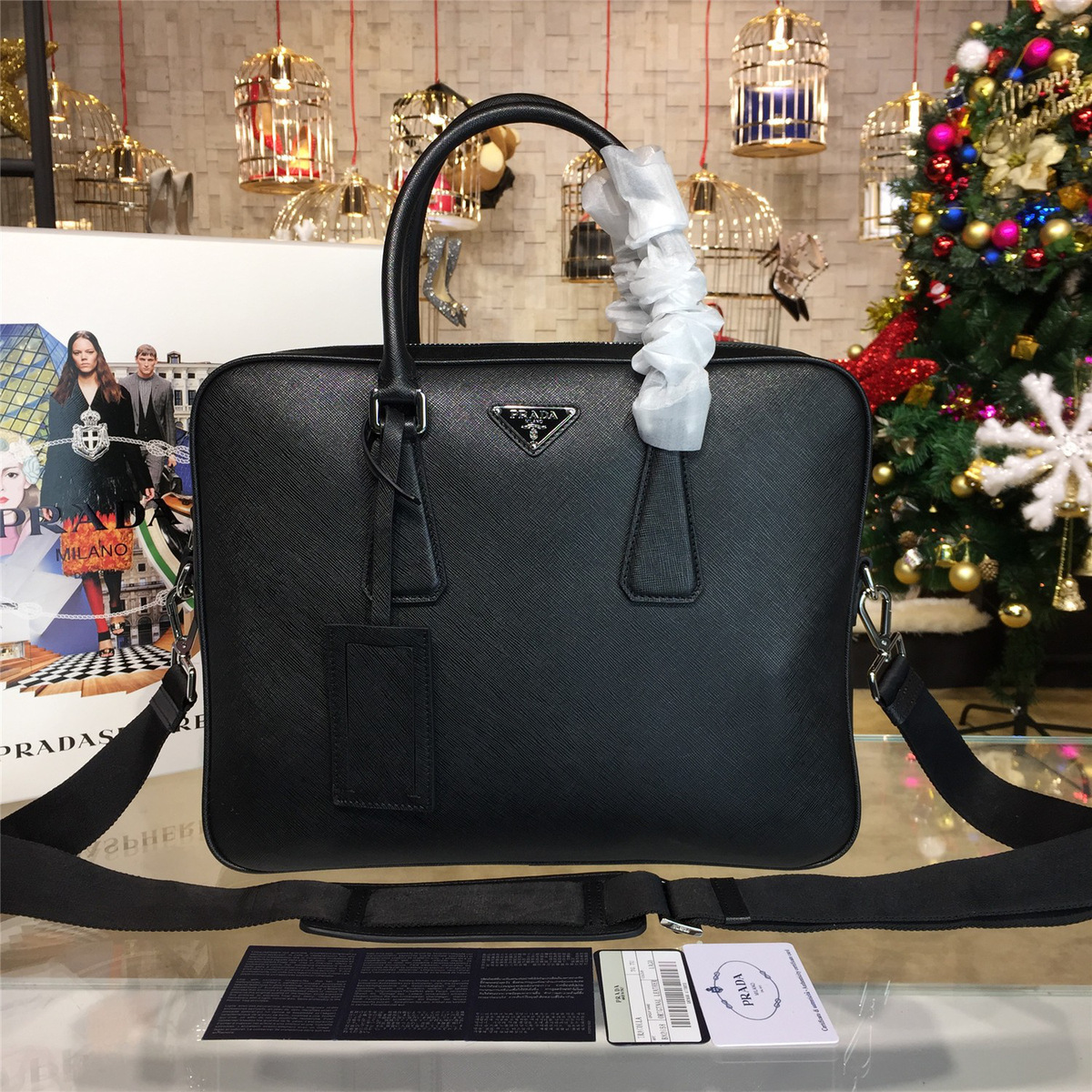 Pra*a leather briefcase 4229 36cm x 8.5cm x 28cm